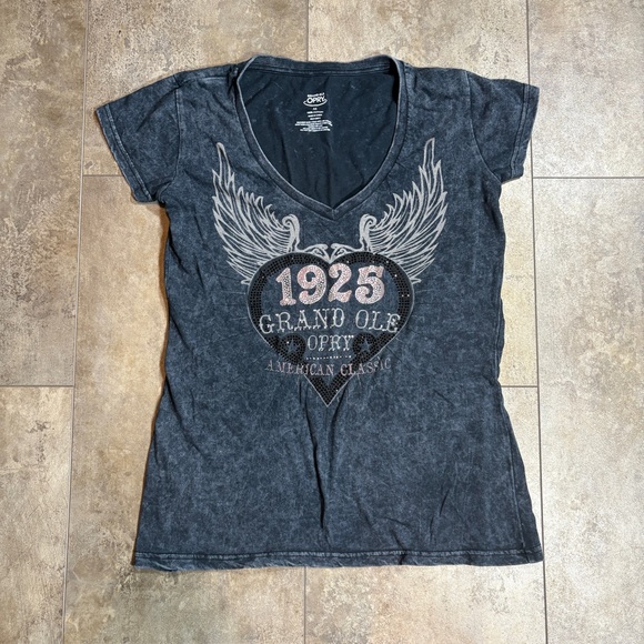 Grand Ole Opry Tops - Y2K Washed Black Grand Old Opry Women’s Graphic Tee